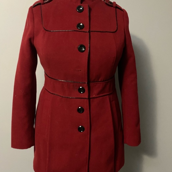 Gorgeous military style vibrant red longline peacoat xl - Picture 4 of 4